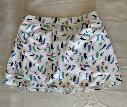 RLX Ralph Lauren Women's White Multicolor Sailboat Athletic Skirt/Skort Size M