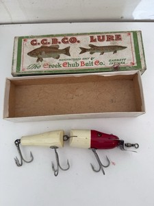 CREEK CHUB Jointed Spinning Pikie Red And White  Fishing Lure w/ Box #3