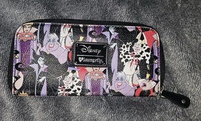 Loungefly Disney Villains All Over Print Wallet 8  X 4 Ursula Maleficent Cruella
