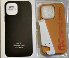 Silicone Case for iPhone 15pro Fresh orange w/ Kickstand