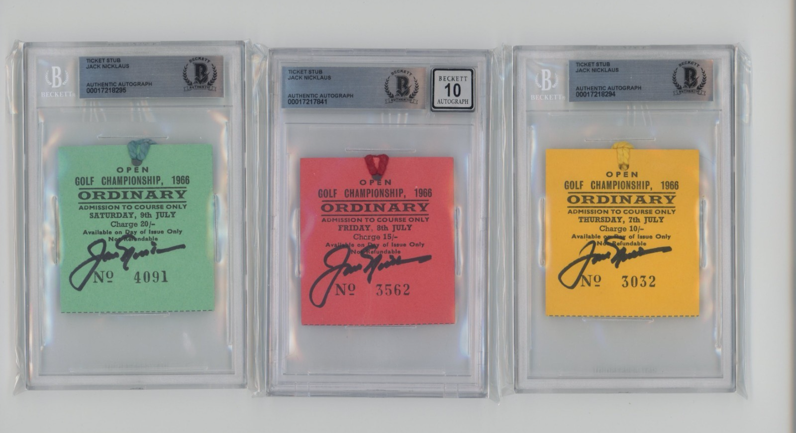 Jack Nicklaus Autographed Signed (3) 1966 BRITISH OPEN TICKET PASSES LOT AUTO HOF BAS COA 