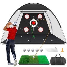 Golf Net with Practice Mat Hitting Aid Nets 10x7FT Backyard Driving Training
