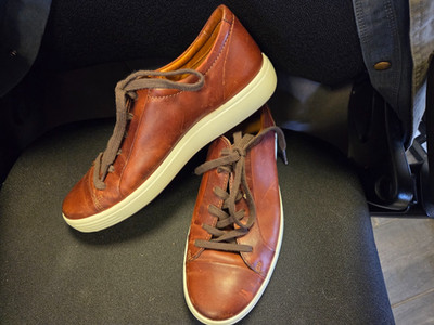 New Ecco Men's Soft 7 Leather Sneaker Cognac Size 8 - 8.5 EU 42