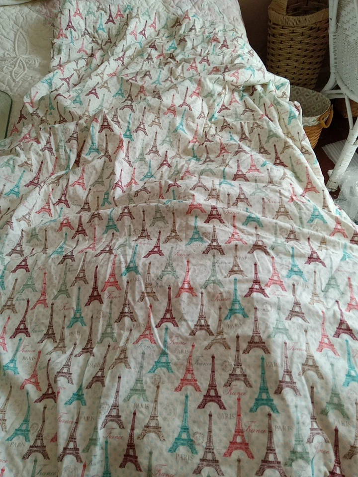 1 Pair Paris Postcard David Textiles Vintage Drapes 40x72 Eiffel Tower France - Image 3 of 4