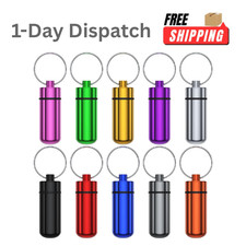 Urekt 10 Pack Metal Pill Case with Keychain Multicolor