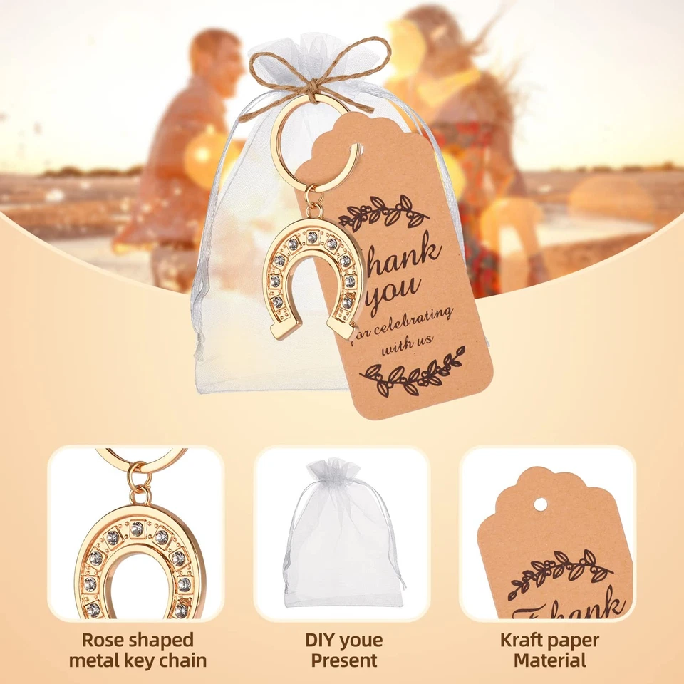 50 piezas Llavero Herradura Baby Shower Favores de Boda Bolsa de Regalo Souvenirs Foto 3 de 4