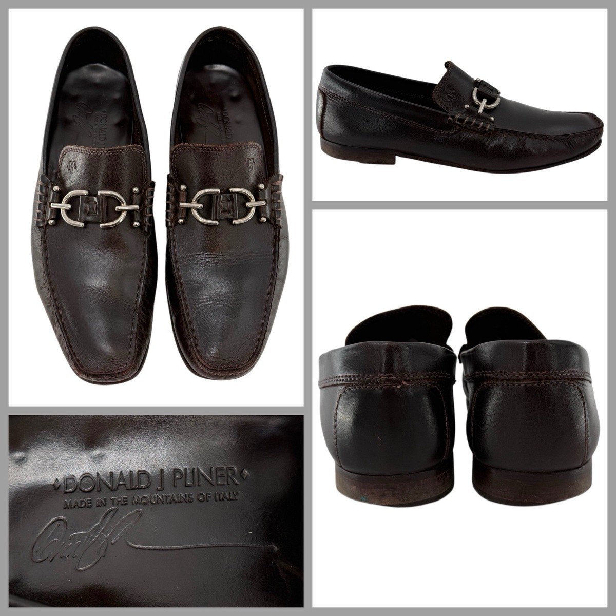 Donald J Pliner Dacio Horsebit Loafers Men Sz 9 Brown  display picture 3