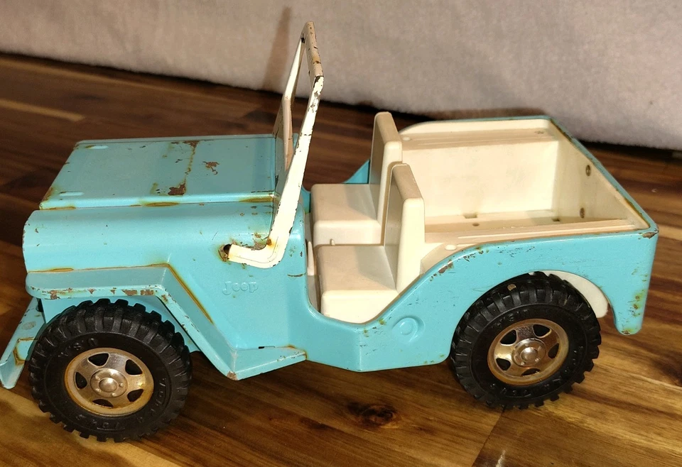 Jeep Tonka vintage años 60 color azul aguamarina y aprox. 10" falta volante Foto 4 de 4
