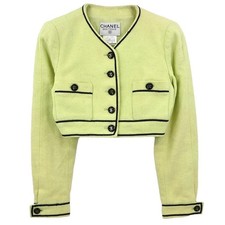 Chanel Single Breasted Collarless Jacket Light Green 95P #36 145497
