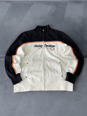 Harley Davidson Vintage Y2K Design Zip Up Avant Garde Sweatshirt Jumper Womens M