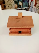 Wood Log Cabin Home Incense Burner With Smoking Chimney