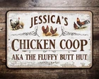 Custom Chicken Coop Sign, Vintage Design, Personalized (8 x 12) Tin Metal Signs