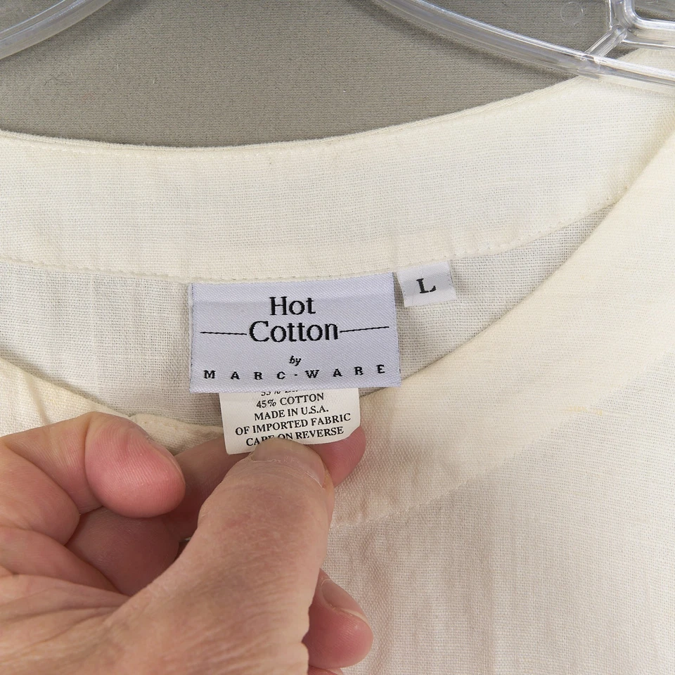 Lo último Blusa de Algodón para Mujer L Marfil Lino Mezcla de Algodón Camisa Botón Marc Ware Foto 2 de 4