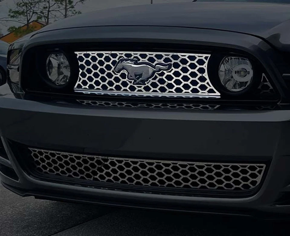 Upper Front Grille Overlay Honeycomb Style fits 2010-2014 Ford Mustang - Изображение 2 из 4