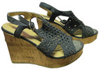 So Sandals Womens 6.5 M Platform Ankle Straps Black Wedge Espadrille Knitted — photo 4