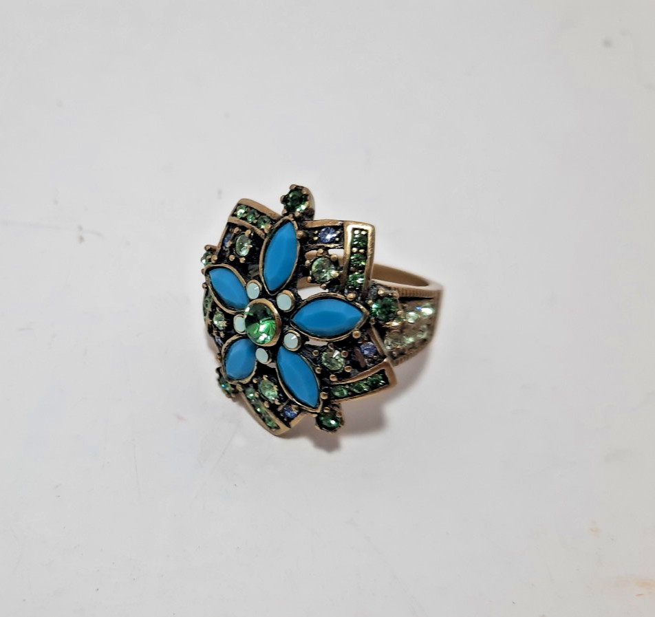 Heidi Daus Statement Cocktail Ring Turquoise Blue… - image 16