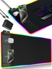 XXL Mouse Pad with Phone Holder - 31.5L x 15.8W inches, Black PD Adapter