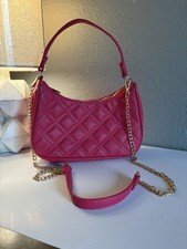 Pink Quilted Shoulder Bag Chain Strap Gold Hardware Diamond Pattern Women