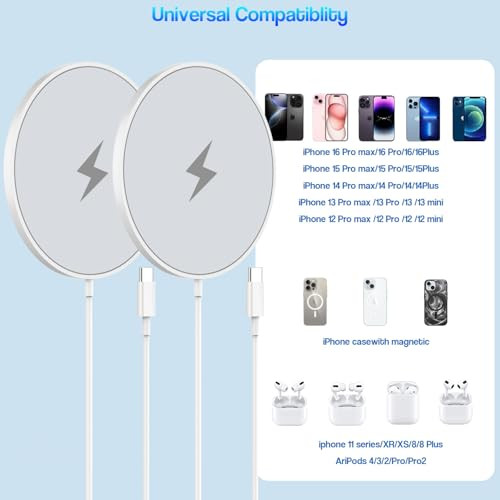 Magnetic Wireless Charger for iPhone 16 15,2Pack 6FT 15W Apple Fast Mag-Safe - Picture 4 of 8