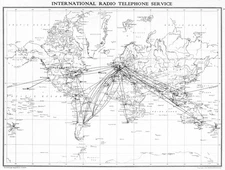 WORLD. International Radio Telephone service 1938 old vintage map plan chart