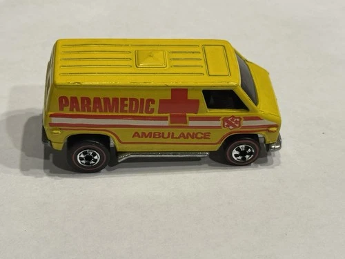 Redline Vintage Hot Wheels Paramedic Ambulance Diecast Yellow Van 1977