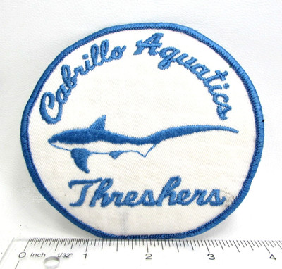 Vintage Cabrillo Aquatic Threshers Jacket Patch Shark California Swimming Team