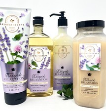 4 Pc Set LAVENDER  MINT  TEA Bath  Body Works Aromatherapy Steeped Relaxation