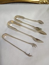 Three Vintage Silver Plated Sugar Tongs ~ job lot