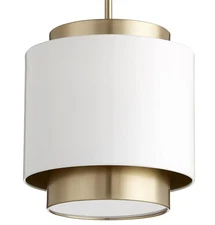 Quorum International 8010 11"W Pendant - Studio White / Aged Brass