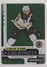 2019-20 Synergy Cast for Greatness Achievements Green 18/50 Patrice Bergeron zi0