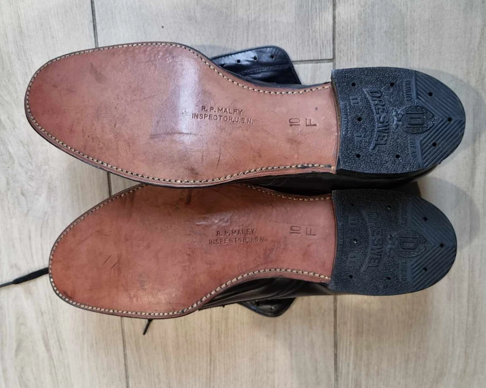 Chaussure US Navy / USMC WW2 - Materiel Original - WWII USN Black Leather Shoes - Photo 3/4