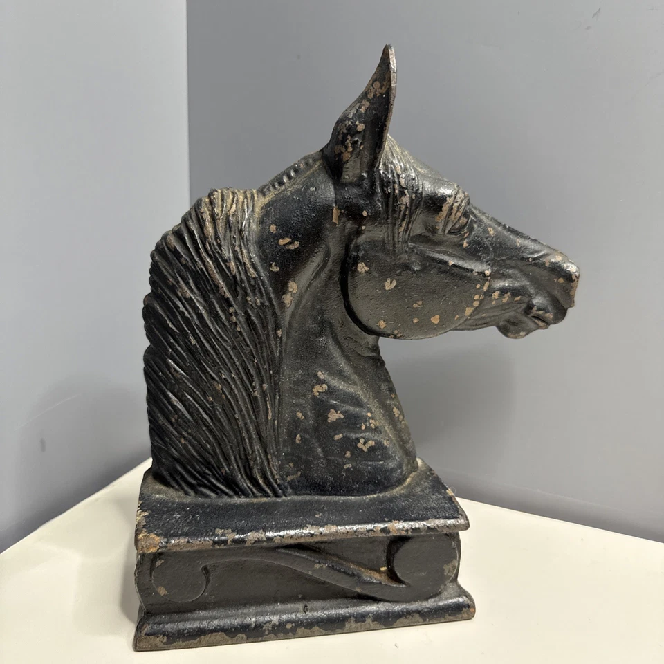 Vintage 1954 Virginia Metalcrafters The Stallion Black Cast Iron Horse Bookend - Image 2 of 4