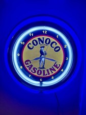 Conoco Minuteman Oil Gas Service Station Garage Neon Style Retro LED Clock Sign