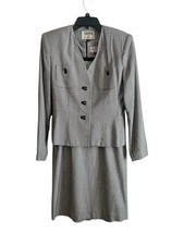 Kasper 2pc Women  s Dress  Blazer Suit Set Gray Size 4