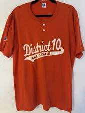 Vintage Russell Athletic District 10 All Stars Henley Shirt XL USA Made #11