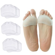 6 Pack Metatarsal Pads Soft Gel Ball of Foot Cushions for Women and White