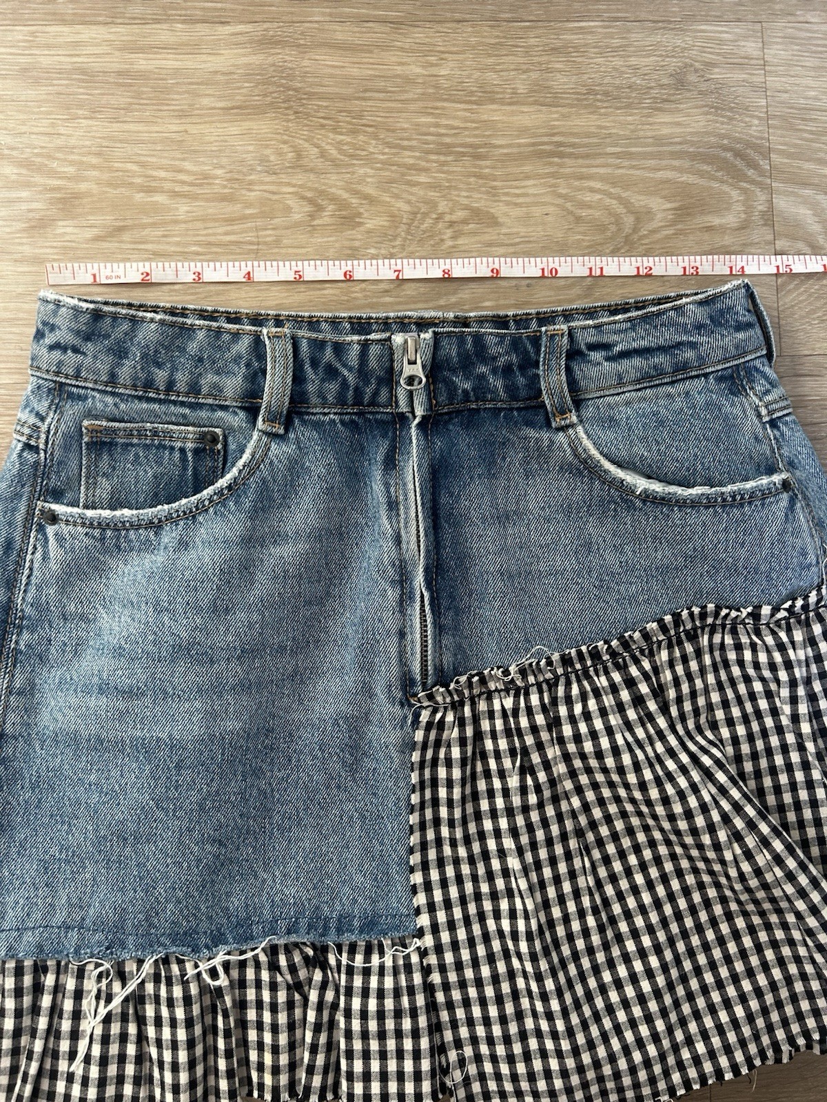 Zara TRF Patchwork Gingham Mini Skirt Cottagecore… - image 3