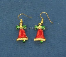 1pr Gold Plated Holiday Christmas Jingle Bells Dangling Earrings 5587