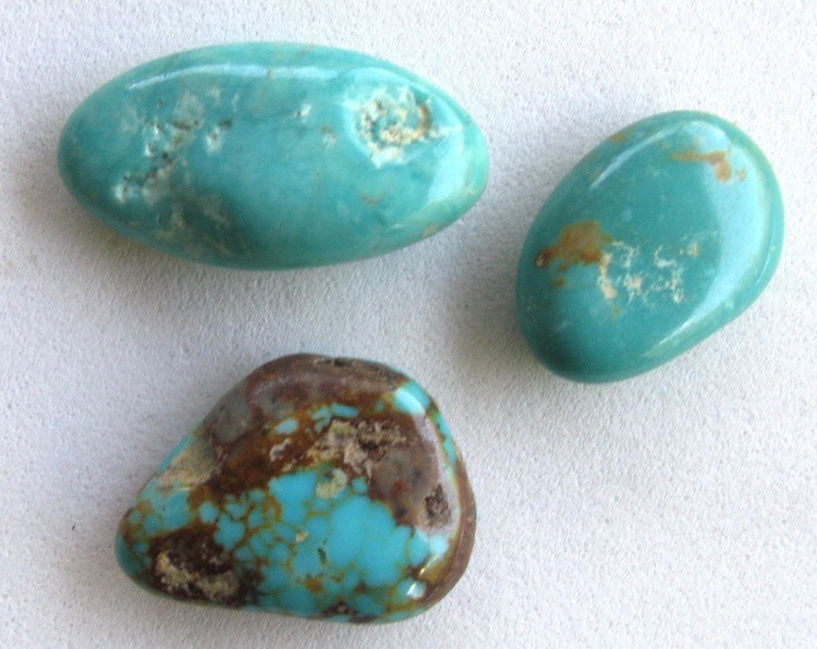 3 Turquoise Polished Nuggets LOT Natural Tumbled Rock Gemstones Kingman Mine USA