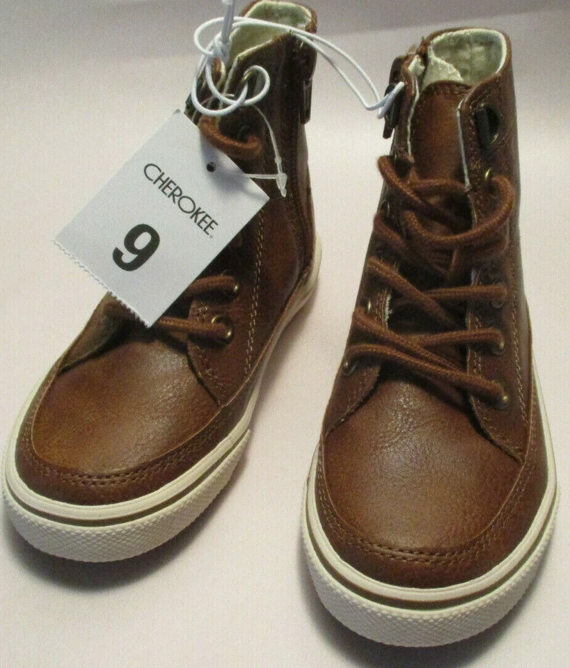 Nuevo Cherokee Haywood Niño Pequeño 9M (6 3/4" de largo) Marrón Cremallera Alto Tenis Foto 3 de 4