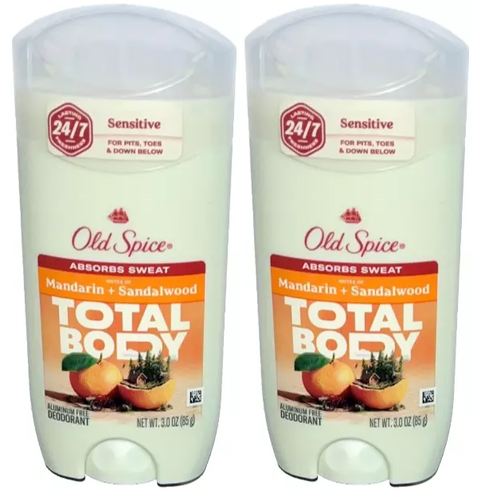 Old Spice Total Body Mandarin + Sandalwood Stick Deodorant 3oz - Pack of 2 - Picture 2 of 2