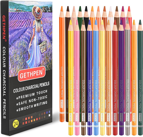 Pastel Chalk Colored Pencils,Set of 24 Colors,Pastel Colored Pencils,Color Ch