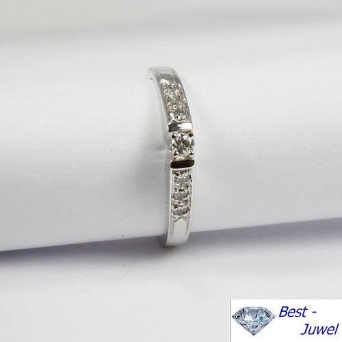 Bague En Or Blanc 14 Carats (585) Avec Diamant 0,08 Ct – Taille 56 – Neuf Avec étiquette