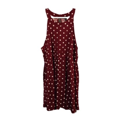 Torrid Skater Halter White Polka-Dot Burgundy Sleeveless Dress NWT New Size  5XL | eBay