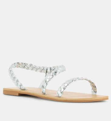 Jonak Windy Braided Strappy Rope Sandals UK 6,5 EU 40 Silver Leather UVP 100£