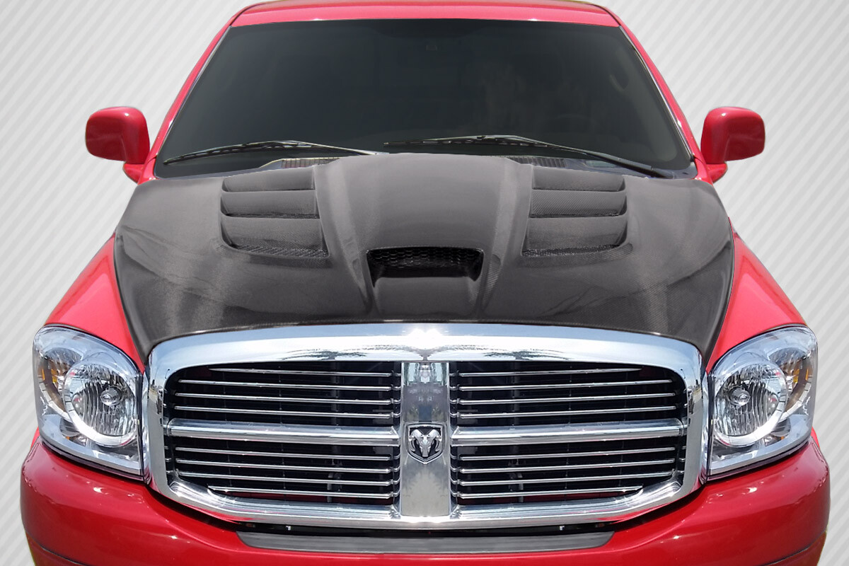 DODGE RAM50 三菱ストラーダ カー フロントマスク ノーズブラ 02-08 Dodge Ram Viper Look DriTech Carbon Fiber Body Kit- Hood