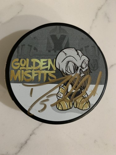 SIGNED! MISFITS DERYK ENGELLAND AUTOGRAPHED VEGAS GOLDEN KNIGHTS PUCK INAUGURAL - Picture 1 of 2