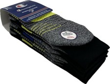 Champion Adult 3 Pk Grey Black Crew Polyester Cushion Athletic Sock Set Sz 6-12