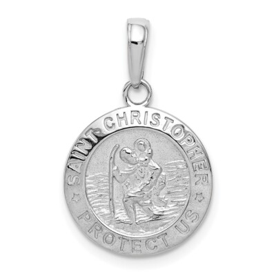 Real 10kt White Gold Saint Christopher Medal Charm