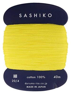Yokota Daruma Sashiko Thread (Thin) Card Roll Col.203 Lemon 40m 01-2400 Japan